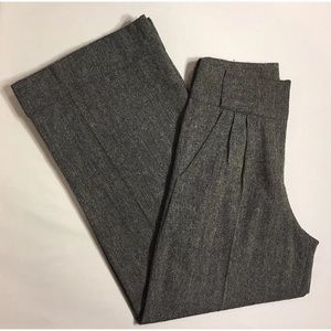 Wide Leg Wool Blend High Waist Maxi Pants